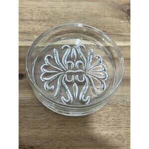 Vintage Clear Glass Round Coaster Trinket Dish